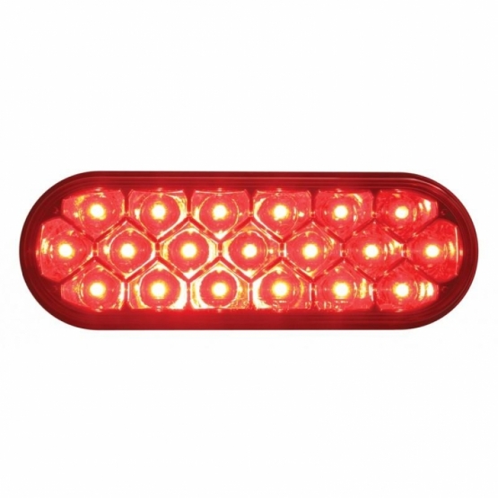 3-3/4" Bolt Pattern SS Spring Loaded Bar With 6 Oval 19 LED Lights & Visors -Red LED & Lens
