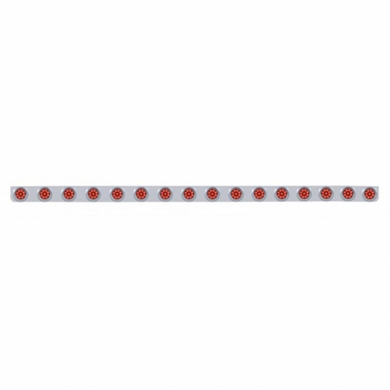 79-1/2" SS Bumper Light Bracket With 16X 9 LED 2" Reflector Lights & Visors -Red LED & Lens