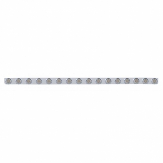 79-1/2" SS Bumper Light Bracket With 16X 9 LED 2" Reflector Lights & Visors -Red LED/Clear Lens