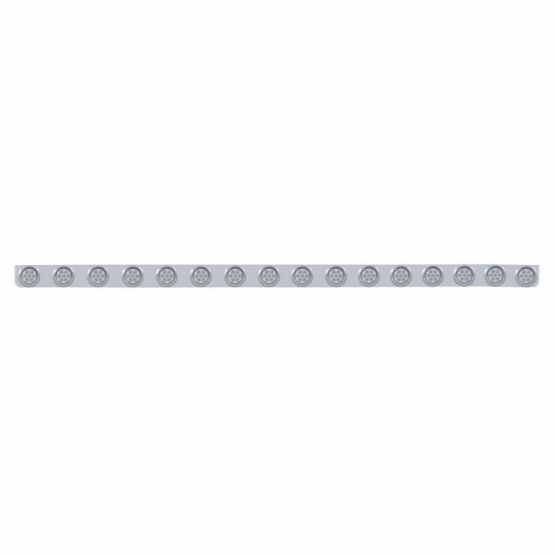 79-1/2" SS Bumper Light Bracket With 16X 7 LED 2" Reflector Lights & Visors -Red LED/Clear Lens