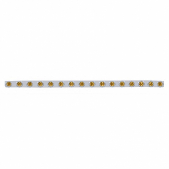 79-1/2" SS Bumper Light Bracket With 16X 9 LED 2" Reflector Lights & Bezels -Amber LED & Lens