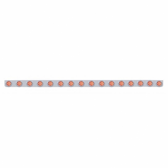 79-1/2" SS Bumper Light Bracket With 16X 7 LED 2" Reflector Lights & Bezels -Red LED & Lens