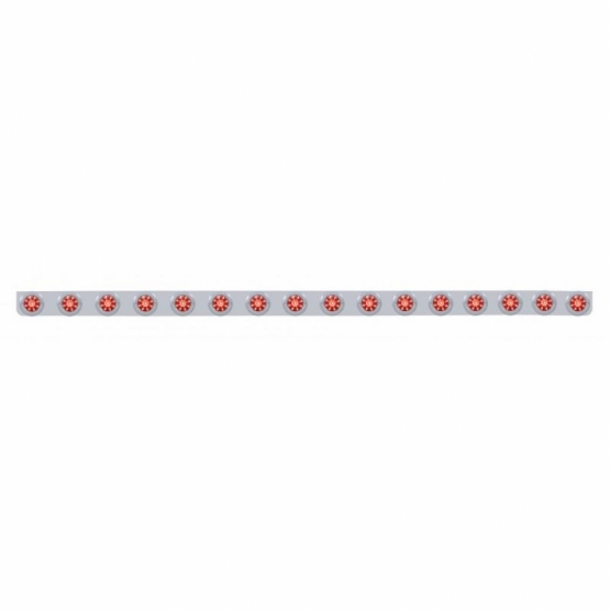 79-1/2" SS Bumper Light Bracket With 16X 9 LED 2" Beehive Lights & Bezels -Red LED & Lens