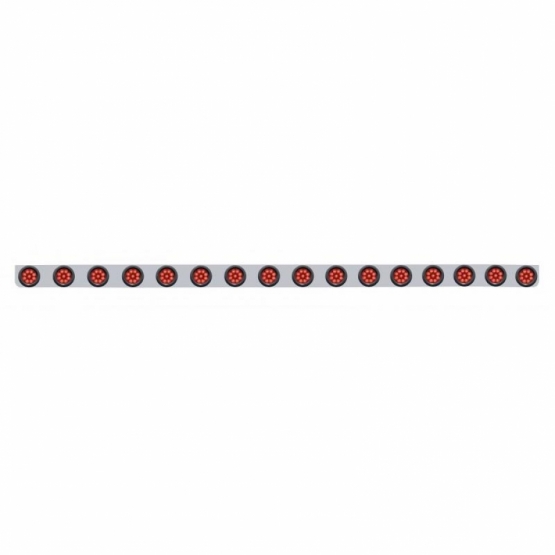 79-1/2" SS Bumper Light Bracket With 16X 9 LED 2" Reflector Light -Red LED & Lens