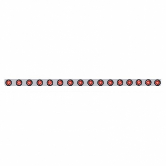 79-1/2" SS Bumper Light Bracket With 16X 9 LED 2" Beehive Light -Red LED & Lens