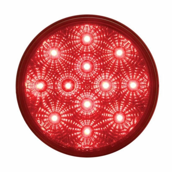 2-1/2" Bolt Pattern Chrome Spring Loaded Bar W/6X 12 LED 4" Reflector Lights -Red LED & Lens (2 Pack)