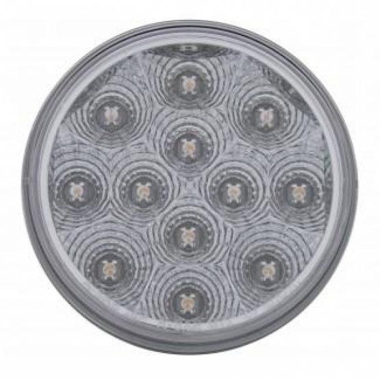 2-1/2" Bolt Pattern Chrome Spring Loaded Bar W/6X 12 LED 4" Reflector Lights -Red LED/Clear Lens (2 Pack)