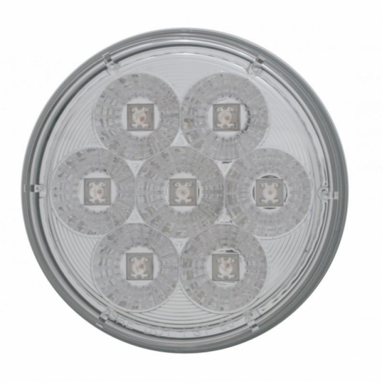 2-1/2" Bolt Pattern SS Spring Loaded Bar With 6X 4" 7 LED Lights -Red LED/Clear Lens