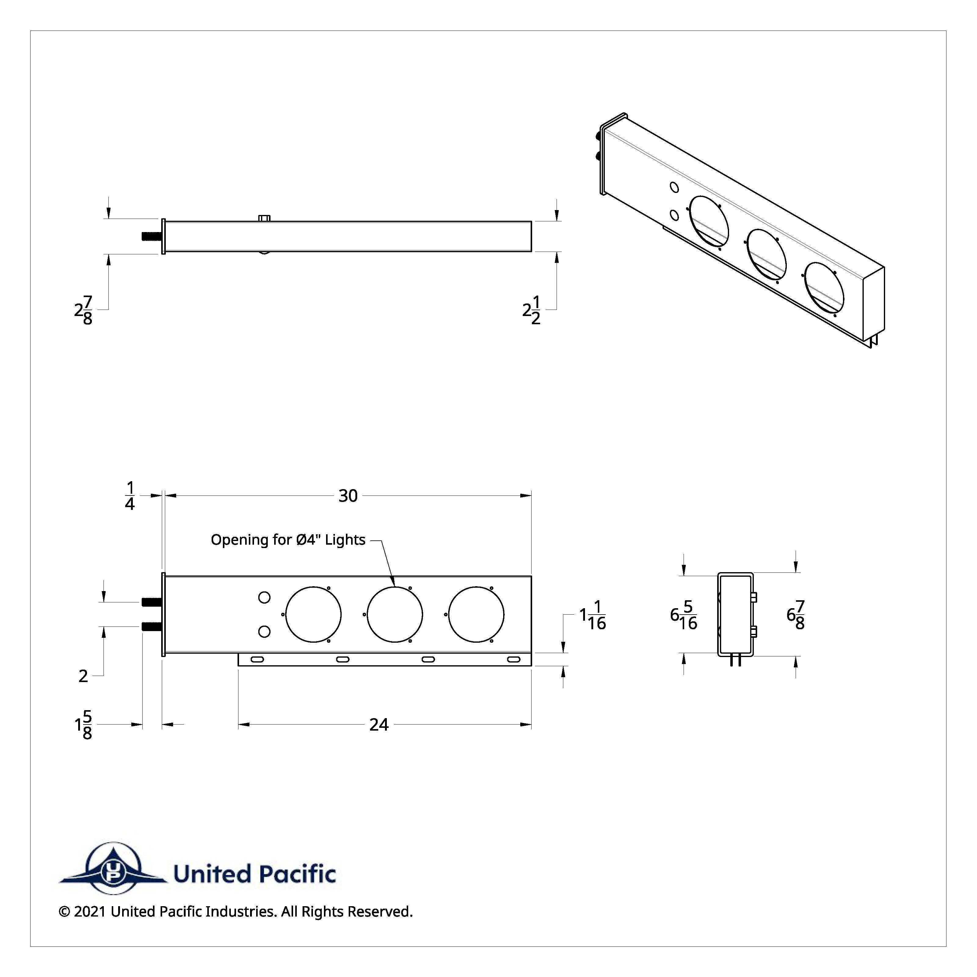 2" Bolt Pattern SS Spring Loaded Bar With 6X 4" 7 LED Lights -Red LED & Lens