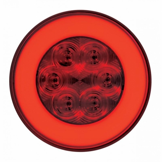 2-1/2" Bolt Pattern SS Spring Loaded Bar With 6X 21 LED 4" GloLight & Visors -Red LED & Lens