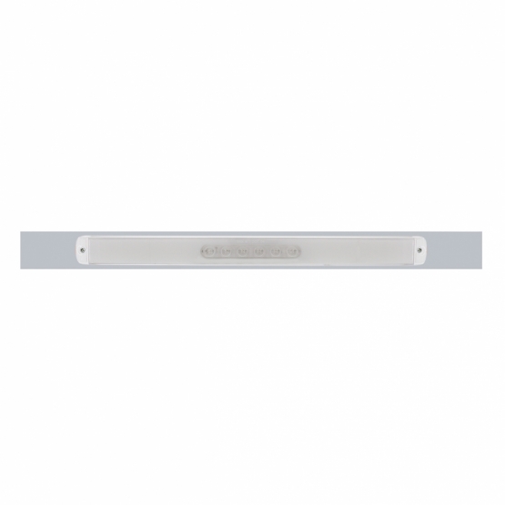 Chrome Top Mud Flap Plate With 28 LED 17" GloLight Bar - Red LED/Clear Lens