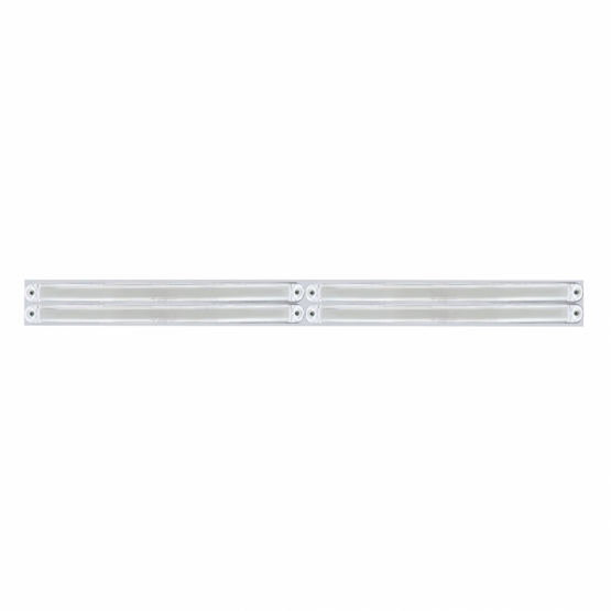 Chrome Top Mud Flap Plate With Four 24 LED 12" GloLight Bars - Red LED/Clear Lens