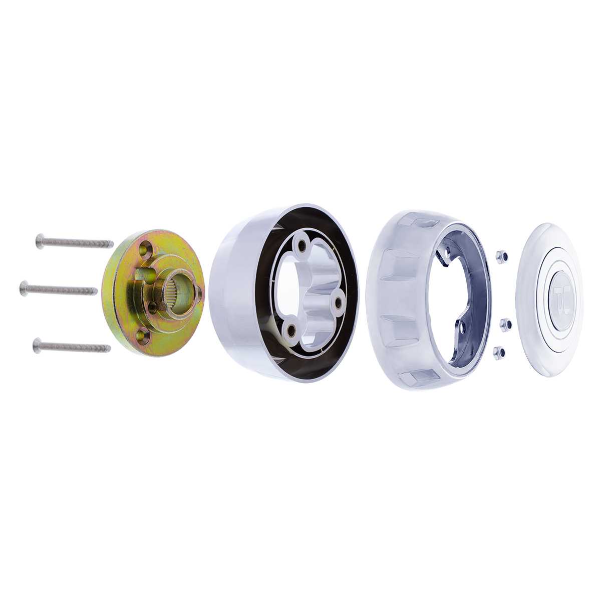Chrome Steering Wheel Hub & Horn Button Kit For 2014-2022 Kenworth T680 & Peterbilt 579
