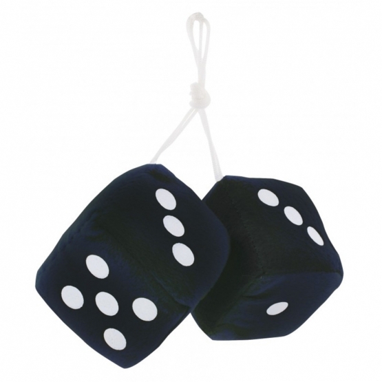 3" X 3" Classic Fuzzy Dice, Black (Pair)