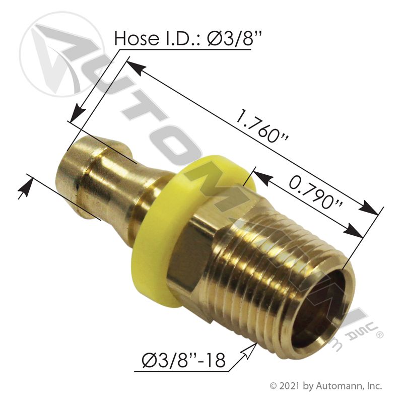 Push-On Fitting 3/8in X 3/8in NPTF M