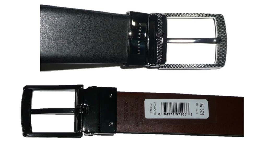 Men's Black Leather Belt & Wallet Set | Perry Ellis