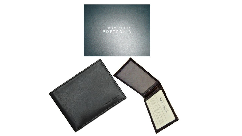 Perry Ellis Men's Portfolio Card Case ID Wallet, Blk, One size, Black