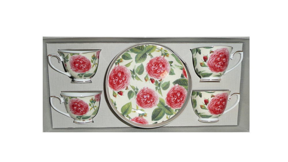 Porcelain Roses Coffee Cups & Saucers Demitasse Set Grace's Teaware
