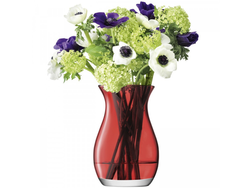 Flower Posy Red Glass Vase Handmade LSA Poland