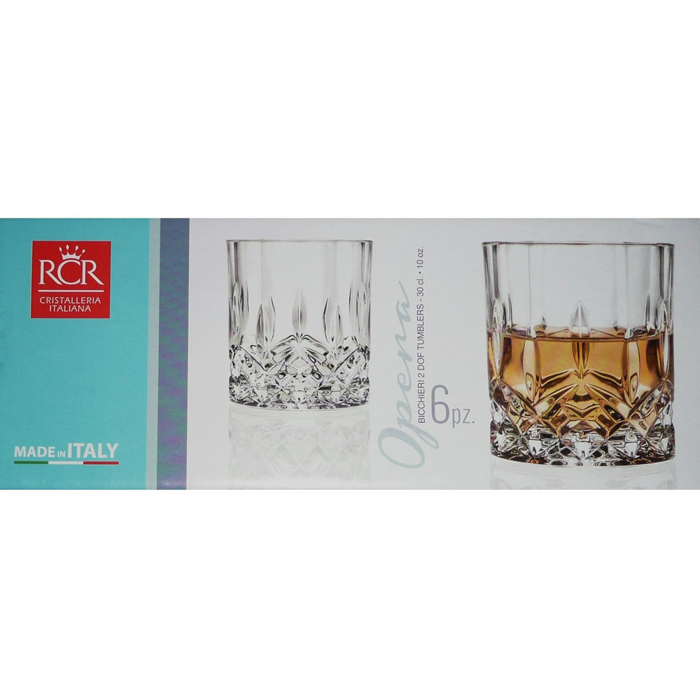 RCR Cristalleria Italiana Crystal Glass Drinkware Set (DOF Whiskey (10.5  oz) - 4 Piece)