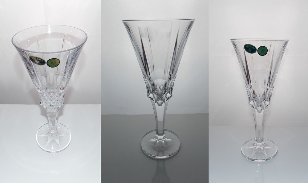 Crystalite Bohemia S16-537, 5 Oz Crystal Champagne Flute Glasses Sparkly  with Swarovski Rhinestones, Set of