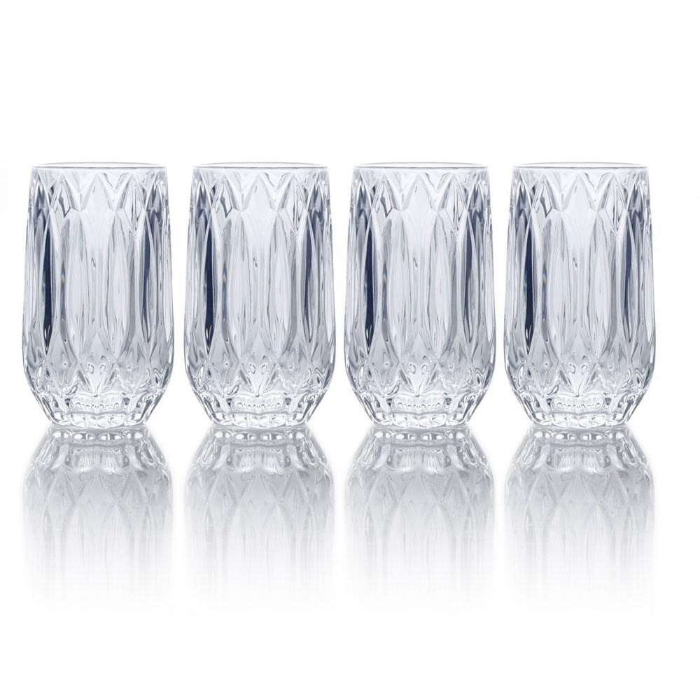 Heavyweight Crystal Highball Glass Set of 4 Mikasa Saxon