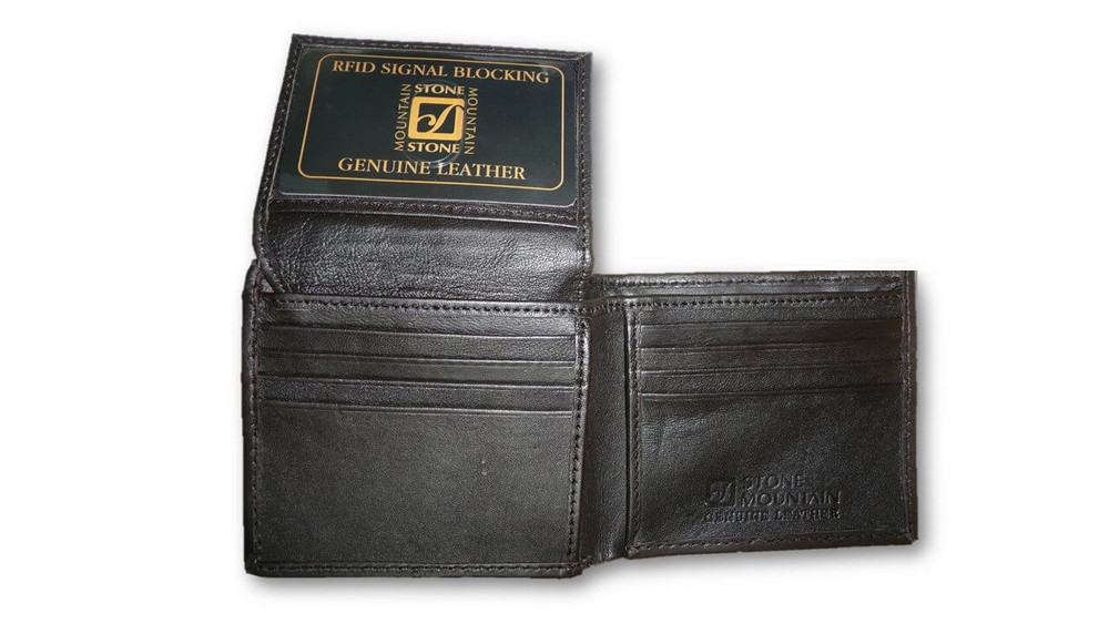  Stone Mountain New Mens Wallet Genuine Black Leather