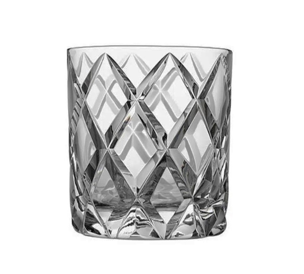Delano Barrel Cut Double Old-Fashioned Crystal Glass Set of 4