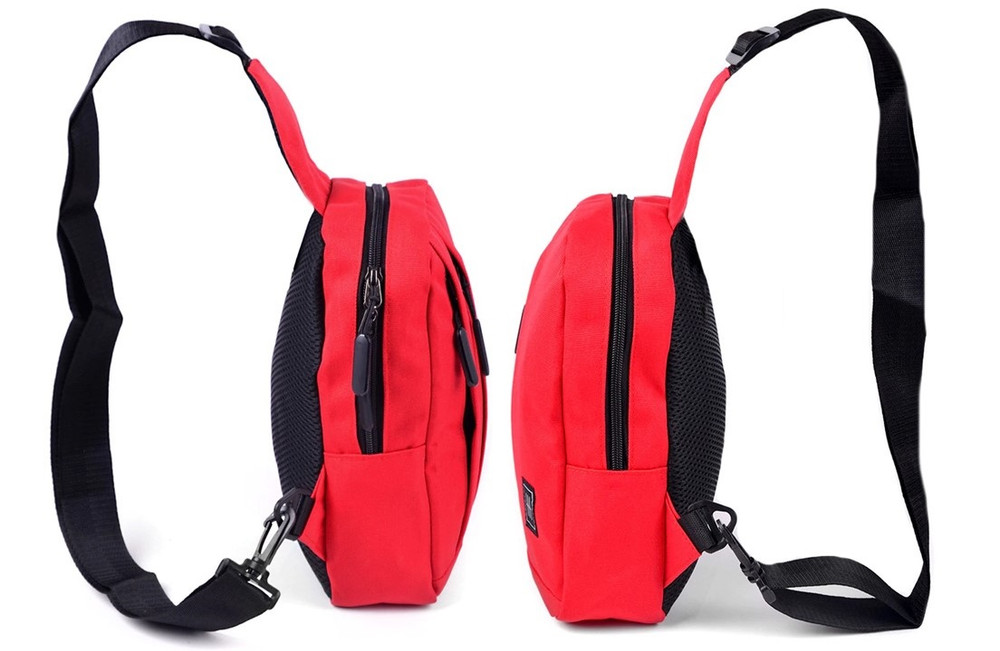 Red Sling Bag Zipper Crossbody Small Backpack