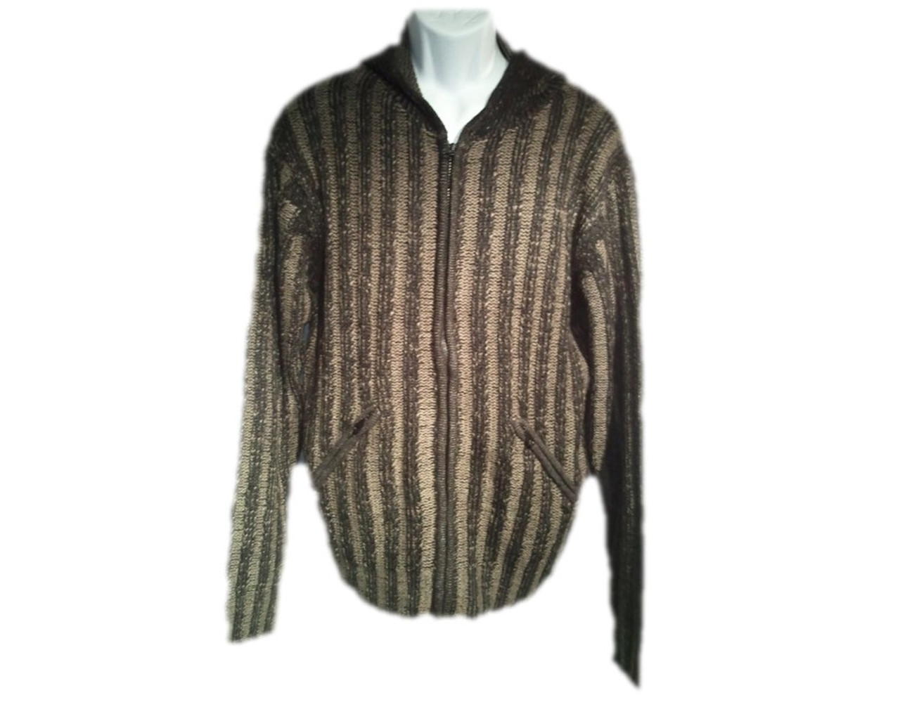 ZARA MENS OAT CHUNKY WOOL RIB KNIT HALF ZIP NECK FUNNEL COLLAR