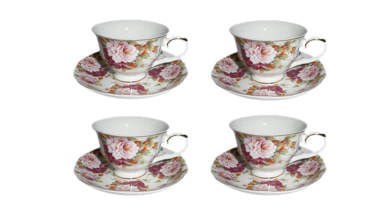 Porcelain Demitasse Coffee Cups & Saucers