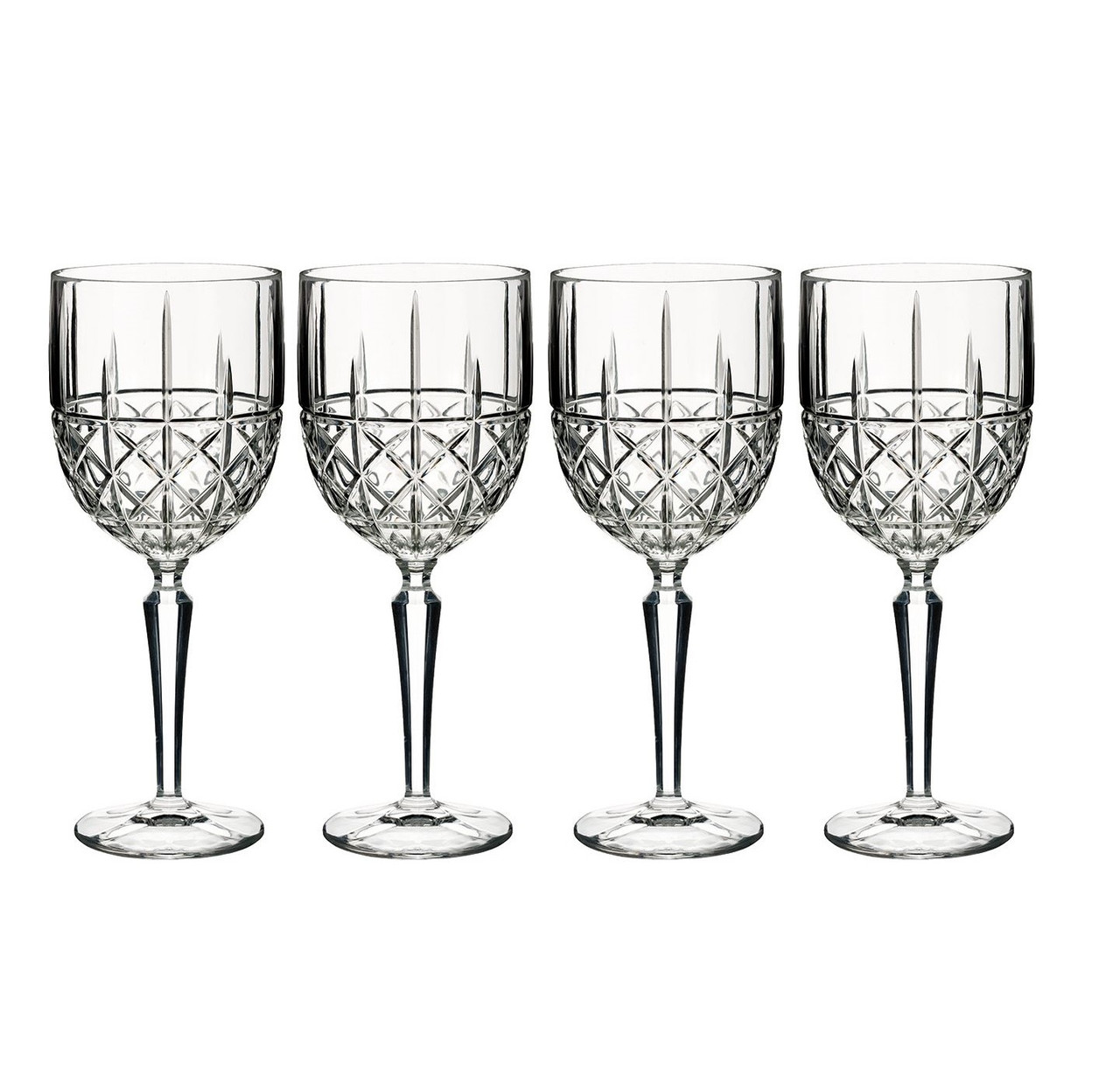 Set of 4 Modern Laser Cut Rim 24 Oz Wine Glasses Made of Crystal With  Seamless Joints (Short Stem) - Stephanie Imports