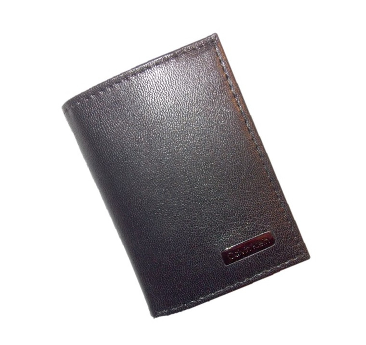 gans Onderwijs regel Compact Small Trifold Black Genuine Leather Wallet | Calvin Klein