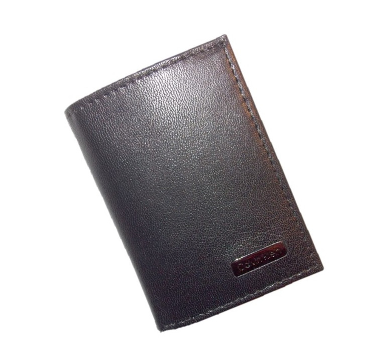 Compact Small Trifold Black Genuine Leather Wallet | Calvin Klein