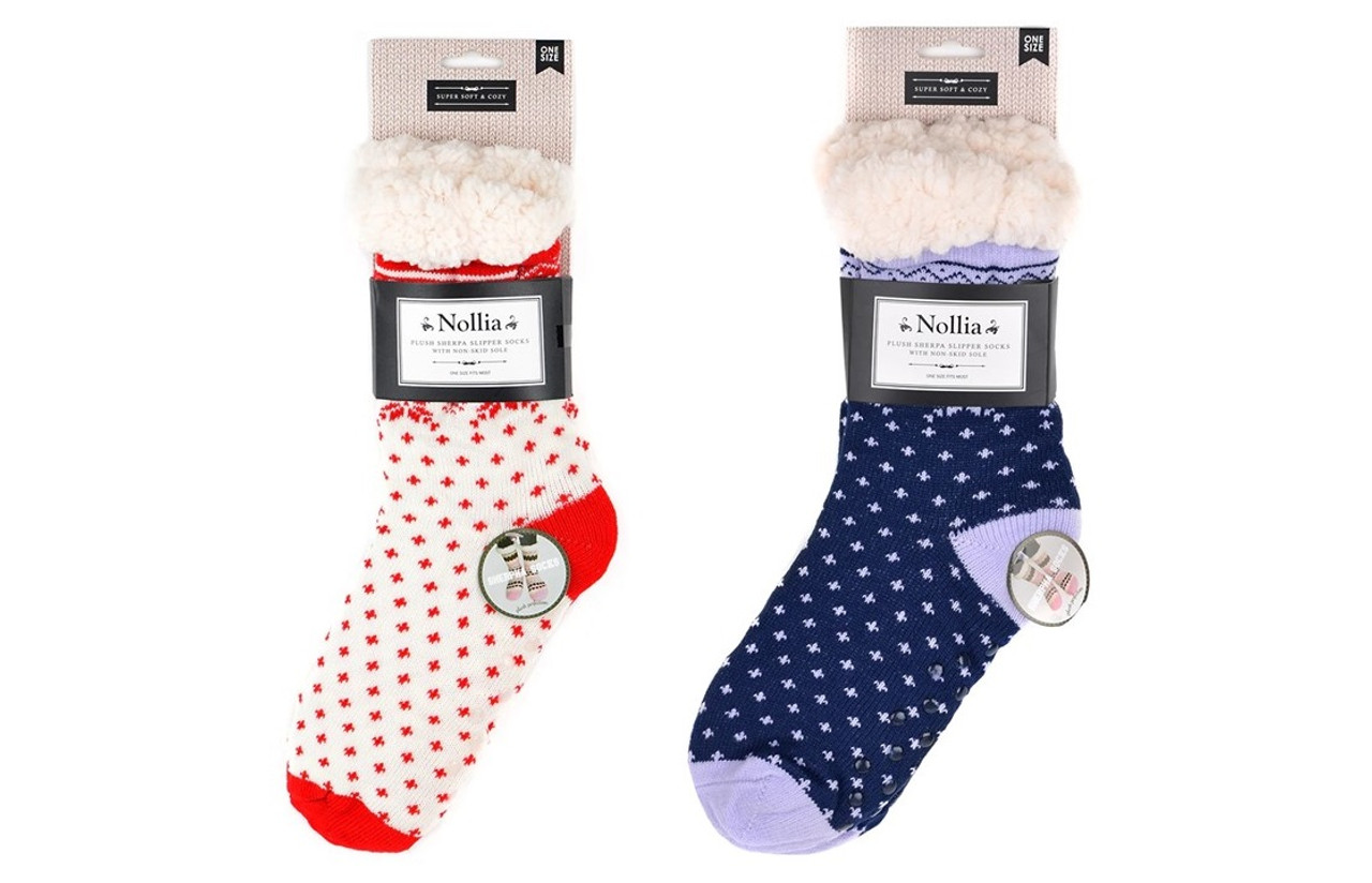 Slipper Socks, Winter Cozy Fuzzy Socks with Grippers Warm Fleece-Lined Socks  for Women Girls (Blue) : : Clothing, Shoes & Accessories