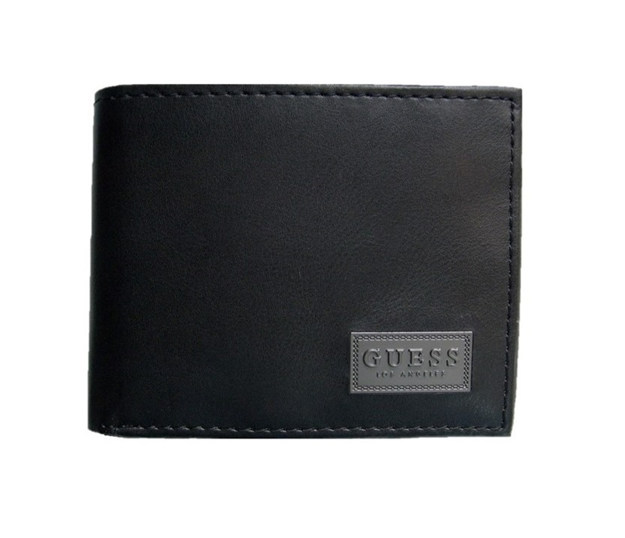 Men's Stylish Slim Black Bifold Wallet Guess With Metal Logo