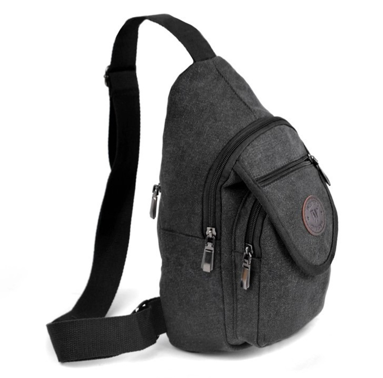 Versatile Crossbody Canvas Sling Bag Unisex Charcoal Backpack
