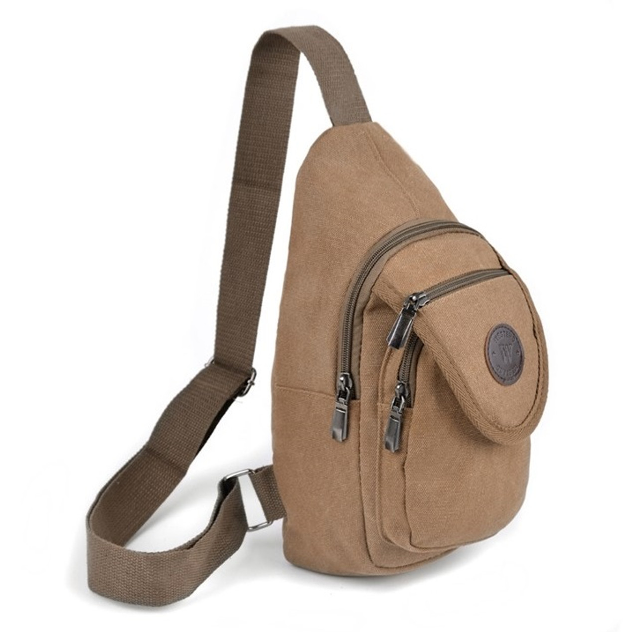 Brown Canvas Crossbody Bag