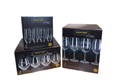 Etched Crystal Wine Glasses Set Leona by Bohemia
