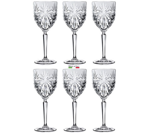 Italian crystal wine goblet set of 6 oasis stem glasses