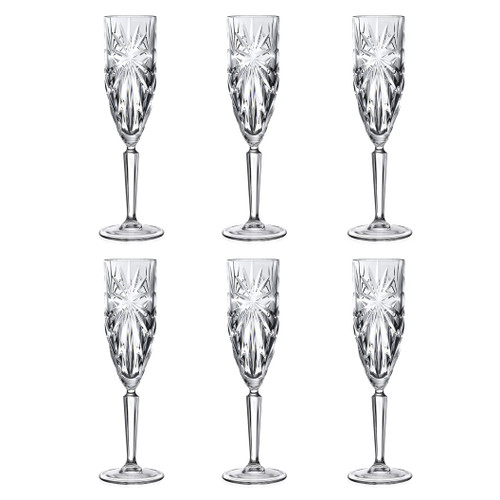 Lead Free Crystal Stem Champagne Flutes Set of 6