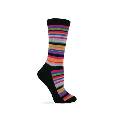 Womens Merino Wool Blend Socks Cushion Crew Colorful Striped Wise Blend