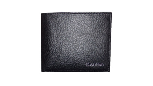 Treble bedelaar draagbaar Men's Black Pebbled Leather Wallet Bifold | Calvin Klein