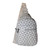 White Crossbody Bag Geometric Print Zip Compartments Hidden Pocket