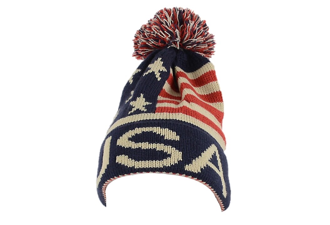 Kid's Winter Bobble Hat American Flag Knit Pom Beanie