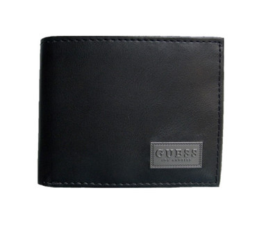 Men's Stylish Slim Black Bifold Wallet Guess With Metal Logo