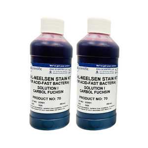Ziehl-Neelsen Stain Kit - Solution I - Carbol Fuchsin (2 x 250mL) Ziehl-Neelsen Stain Kit - Solution I - Carbol Fuchsin (2 x 250mL)