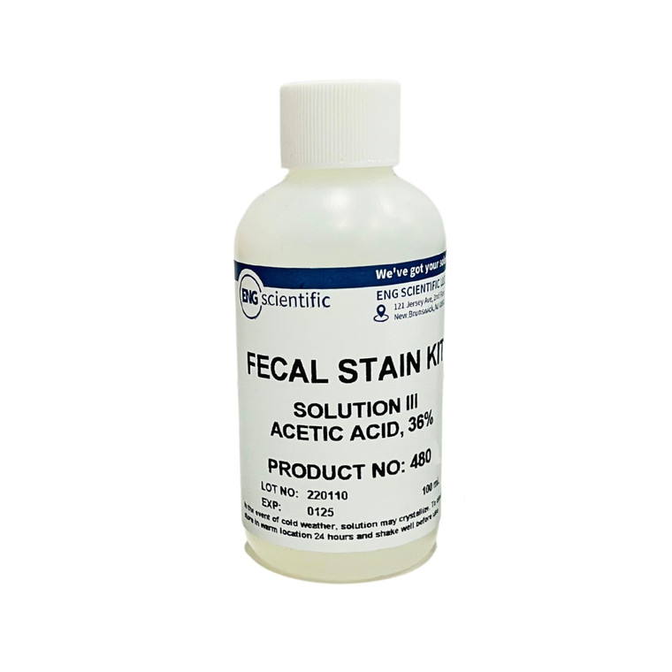 Fecal Stain Kit - Solution III - Acetic Acid 36% (100mL)