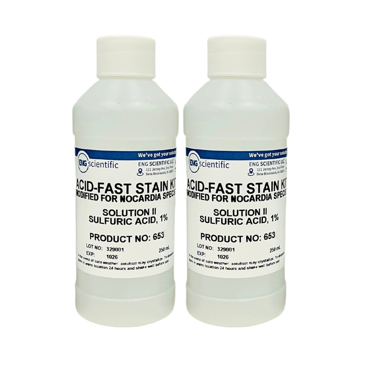 Acid-Fast Stain Kit (Nocardia Species) - Solution II - 1% Sulfuric Acid (2 x 250mL)