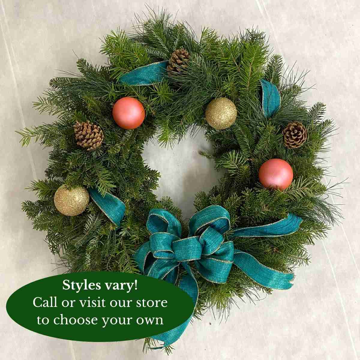 Christmas Wreath - 20 in Mixed Noble Fir w/cones 23143